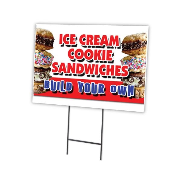 Signmission Ice Cream Cookie Sandwi Yard & Stake outdoor plastic coroplast window, 1824-Ice Cream Cookie Sandwi C-1824-DS-Ice Cream Cookie Sandwi - main